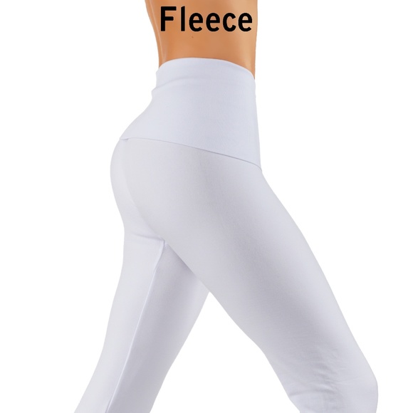 white fleece leggings